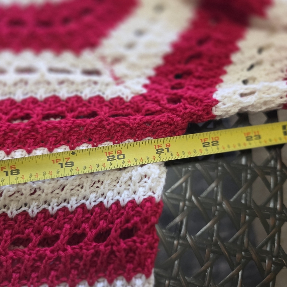 Vici Red and White Crochet Striped Crew Neck Sweater NWOT - Picture 8 of 9
